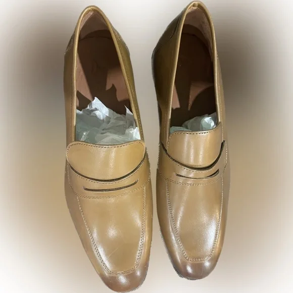 Azyrrha mens dress shoes penny loafers slip on formal size 9 leather NEW - Picture 2 of 6